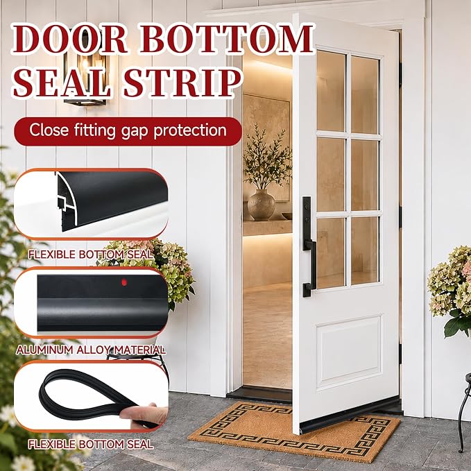 2 Pack Door Draft Stopper, Cuttable Weather Stripping Door Seal 36” Length - Image 3
