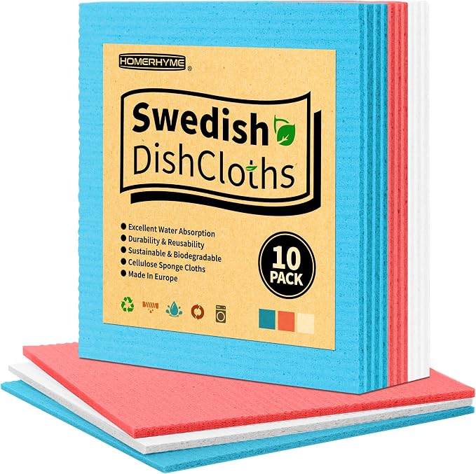 Swedish Dishcloths, 10 Pack Kitchen Towels Dish Rags, Absorbent Swedish Dish by HOMERHYME