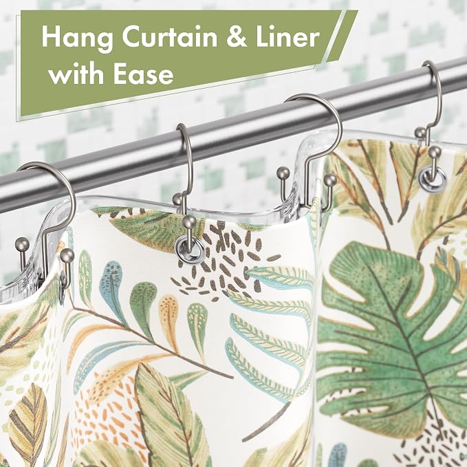 Amazer Matte Nickel Shower Curtain Hooks, Rust-Resistant Metal Shower Hooks - Image 4