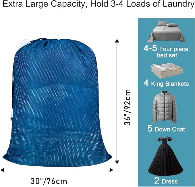 Polecasa 2 Pack Heavy Duty Diamond Mesh Laundry Bag - Image 3
