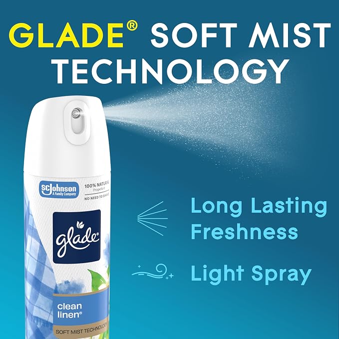 Glade Air Freshener Room Spray, Clean Linen Scent, Odor Fighting to Deliver - Image 4