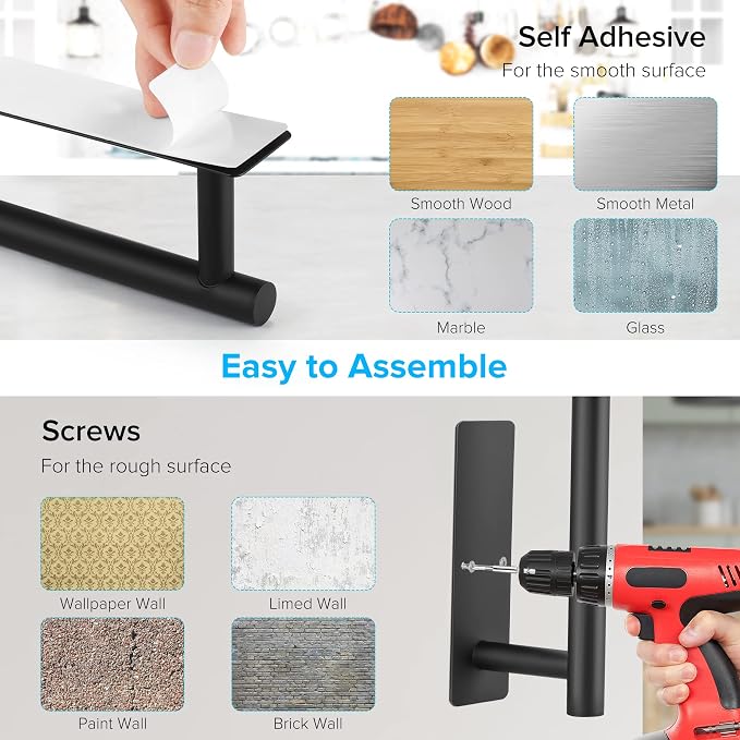 Paper Towel Holder Under Cabinet, Self Adhesive or Drilling - Image 2