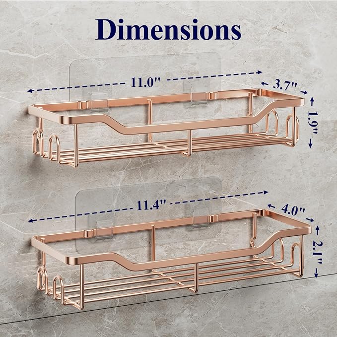 Kitsure Shower Caddy, Adhesive Shower Organizer, Rose Gold - Image 2