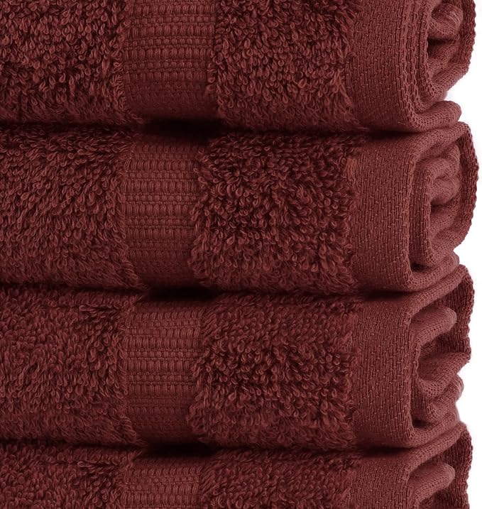 Chakir Turkish Linens 100% Cotton 12-Pack Washcloths 13x13, Cranberry | Premium - Image 3