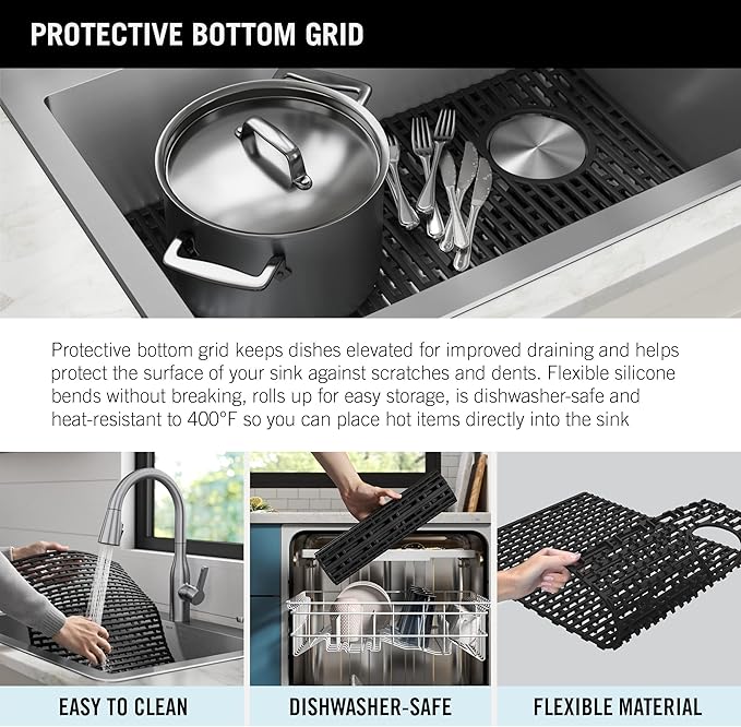 DELTA FAUCET Delta Marca 33 inch Drop-In Undermount Stainless Steel Single Bowl Kitchen Sink with Accessories