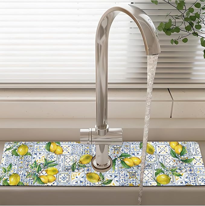 Patterned Sink Faucet Mat Kitchen Splash Guard Super Absorbent Drying Mat - Image 2