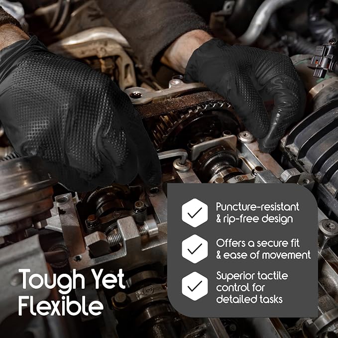 Inspire 6 or 8 Mil HEAVY DUTY Stretch Nitrile Black Gloves Disposable Latex Free - Image 6