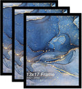 13x17 Picture Frame Set of 3, Black Frame for 13 x 17 Inch Picture Poster Photo, Light Weight and High Transparent 13 by 17 Frame for Wall - 3 Pack/Black/13 x17