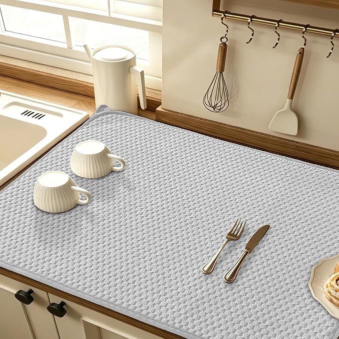 2 Pack Microfiber Dish Drying Mat, 30*24 inch Absorbent Dish Drainer Kitchen - Image 6