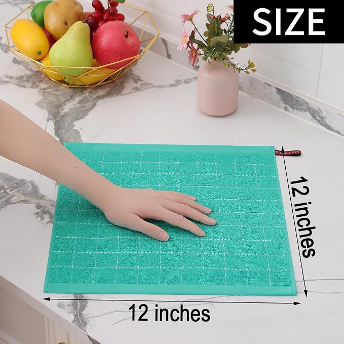 Homaxy 100% Cotton Terry Kitchen Towels, 12 Pack - Image 5