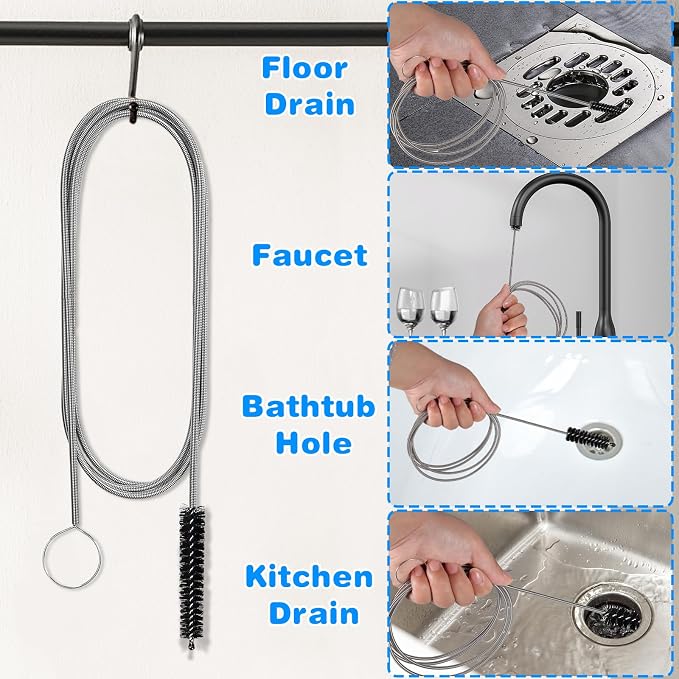 Ixiaoyoo 11 Pcs Cleaning Brushes Set, 8 Inch + 60 Inch Cleaner Brushes | Black - Image 5