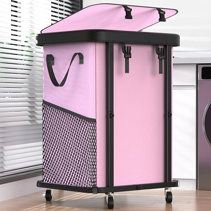 Laundry Basket with Wheels, 150L Rolling Hamper Carts by Unlockyourhomestoragelife