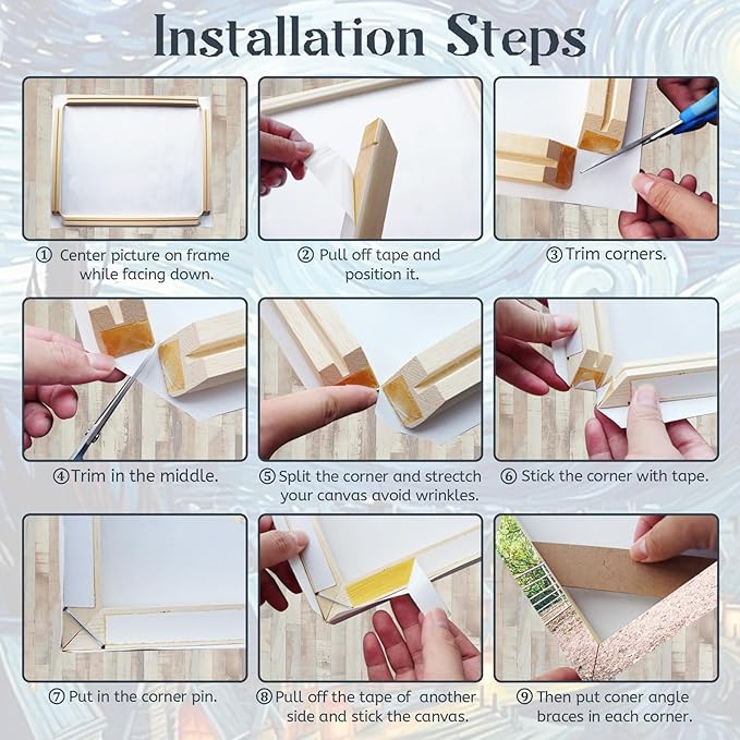 Canvas Stretcher Bars 32x32 Inch Frame Kit, Available in 25+ size Wood Stretcher Bars for Home and Office, Gallery Wrap Wall Arts Supply for Oil Painting, Poster, Picture & Paint by Numbers
