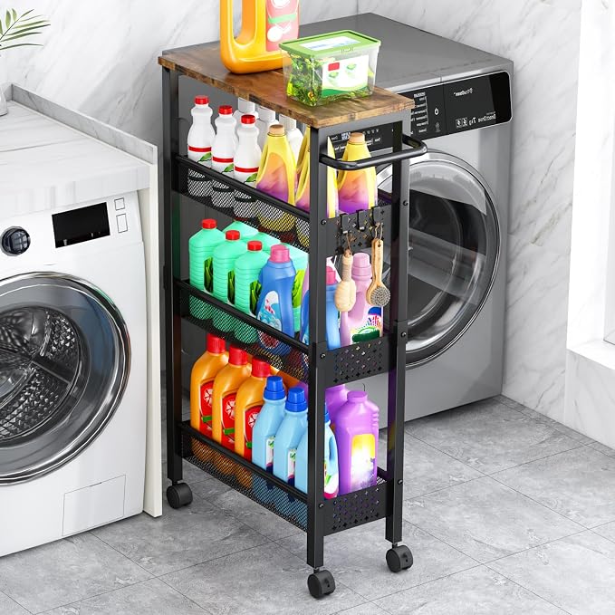 Vivihomety 4-Tier Slim Utility Rolling Laundry Cart by EndlessStorage