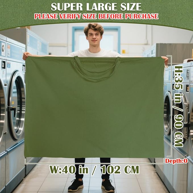 Canvas Laundry Bag 40"W x35"H, Extra Large Heavy Duty Storage Bag XXL Green - Image 3