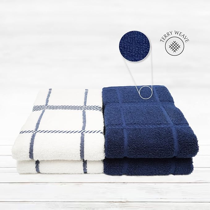100% Cotton Terry Dish Towels, 4 pack16 x26 Inches, Super Soft and Absorbent - Image 3