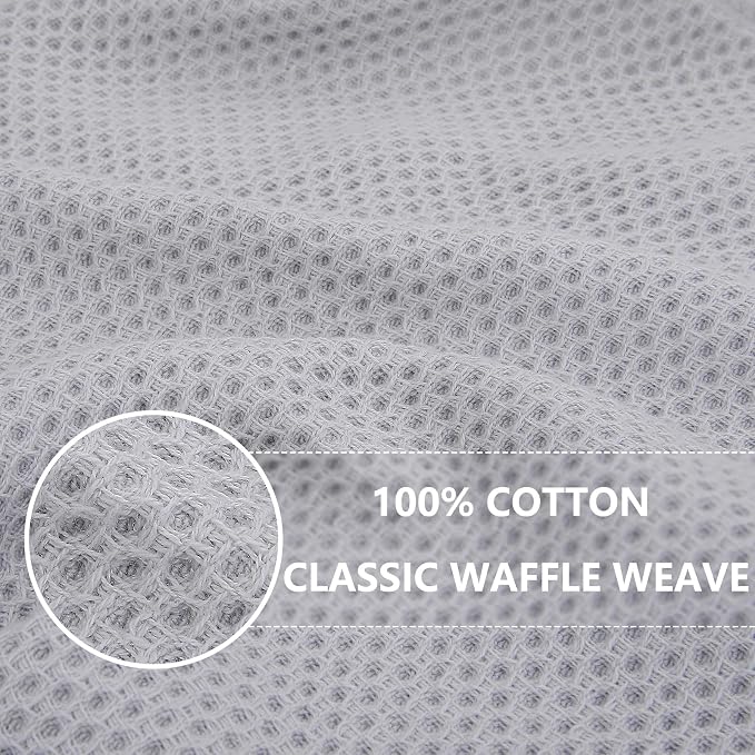 Homaxy 100% Cotton Waffle Weave Kitchen Dish Towels 4-Pack, Light Gray | 13 x - Image 2