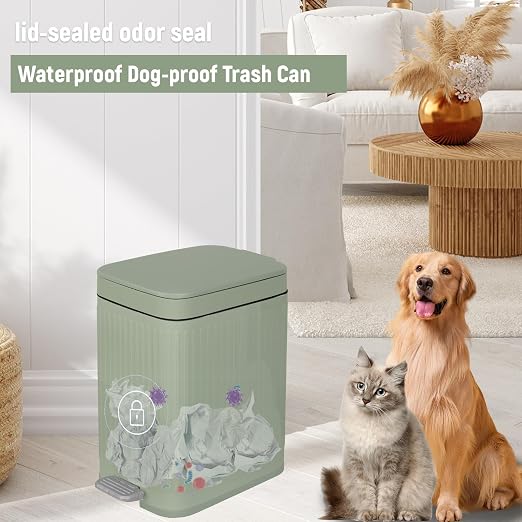 Small Bathroom Trash Can with Lid, 2.6 Gallon Slim Soft Close Step, Kitchen & - Image 6