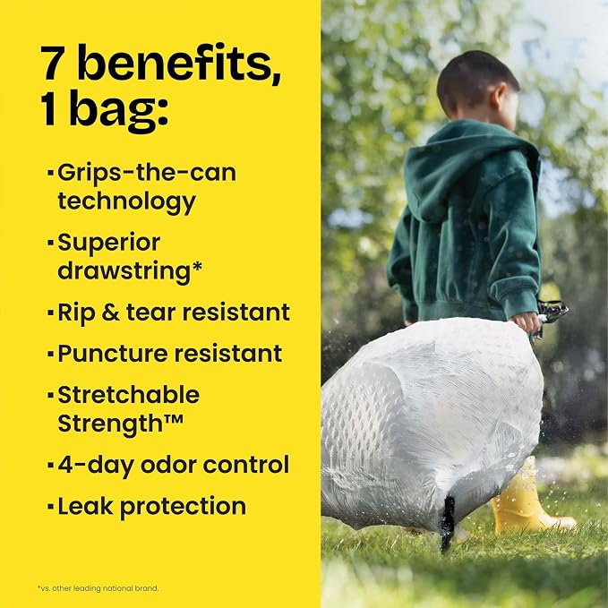Glad Trash Bags, ForceFlex Tall Kitchen Drawstring Garbage Bags, Fresh Clean - Image 5