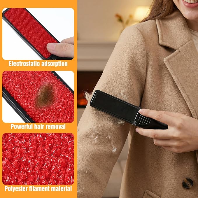 4 Pack Foldable Lint Brush for Clothes, Portable Travel Size Lint Remover Brush - Image 4