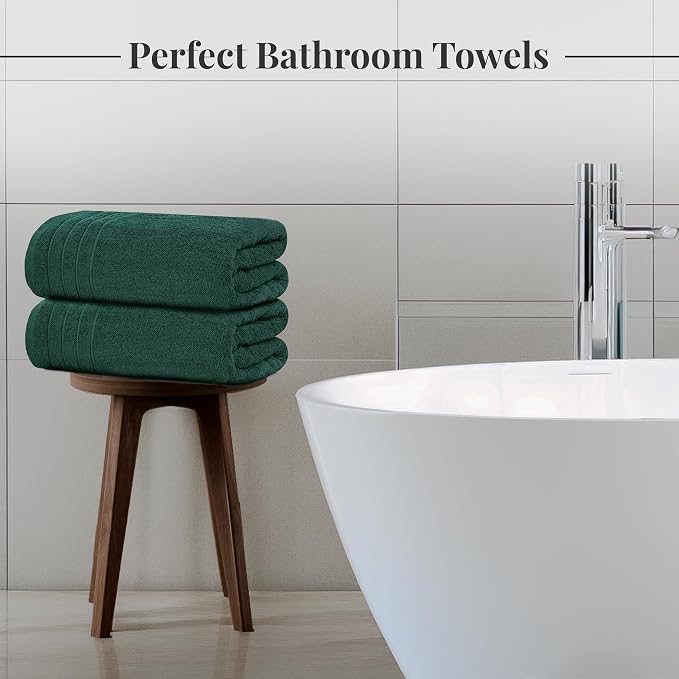 8 Piece Towel Set, 2 XL Bath, 2 Hand, 4 Washcloth, Hunter Green | 100% Cotton - Image 2