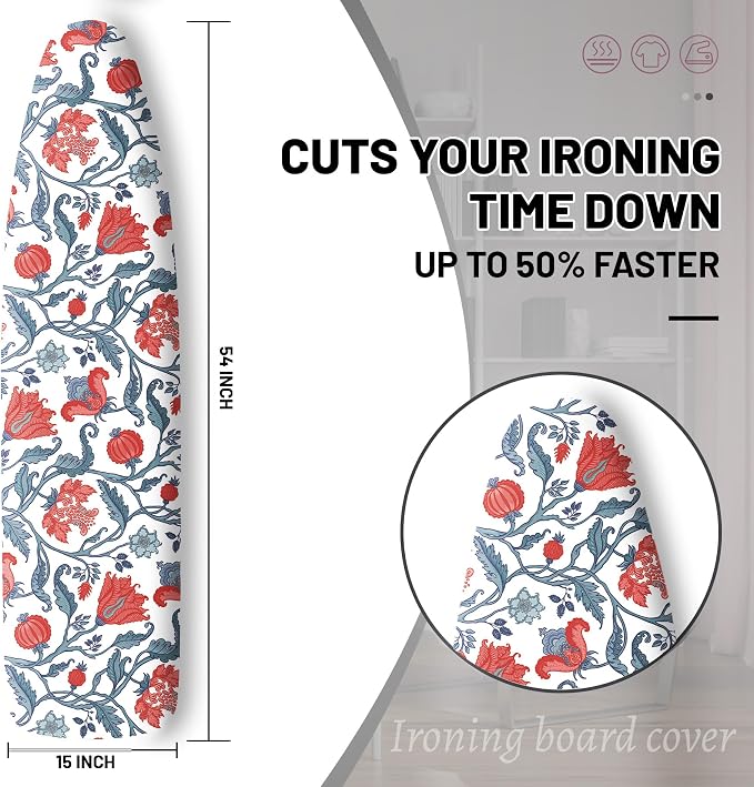 Extra Thick Ironing Board Cover and Pad, Floral Farmhouse 15x54 Ironing Board - Image 2