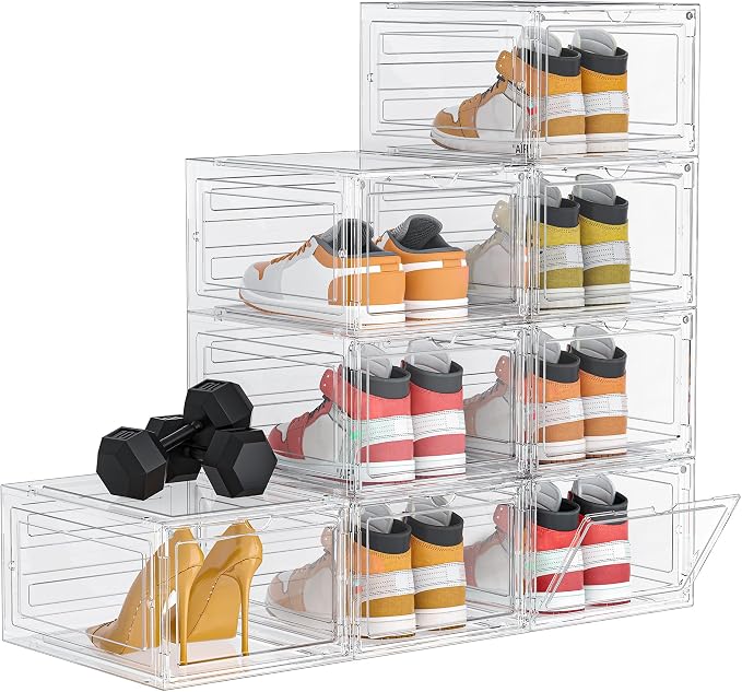 HOMIDEC Shoe Storage, 8 Pack Shoe Organizer Clear Hard Plastic Shoe Box by DecorateYourHome