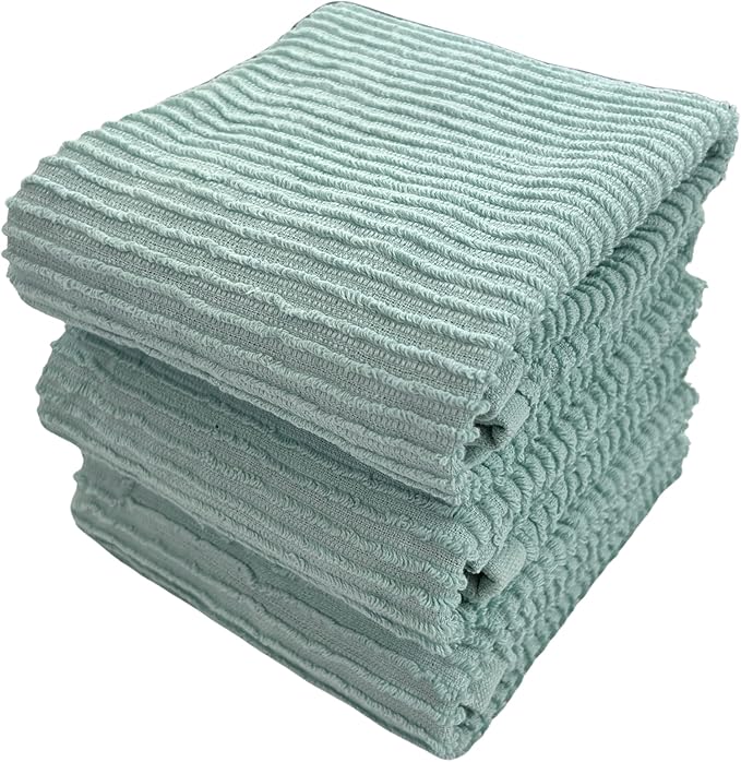 Seafoam Sage Aqua Green Kitchen Dish Towels, 100% Cotton by SerafinaHome