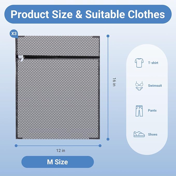 6Pcs Durable Honeycomb Mesh Laundry Bags - Image 3