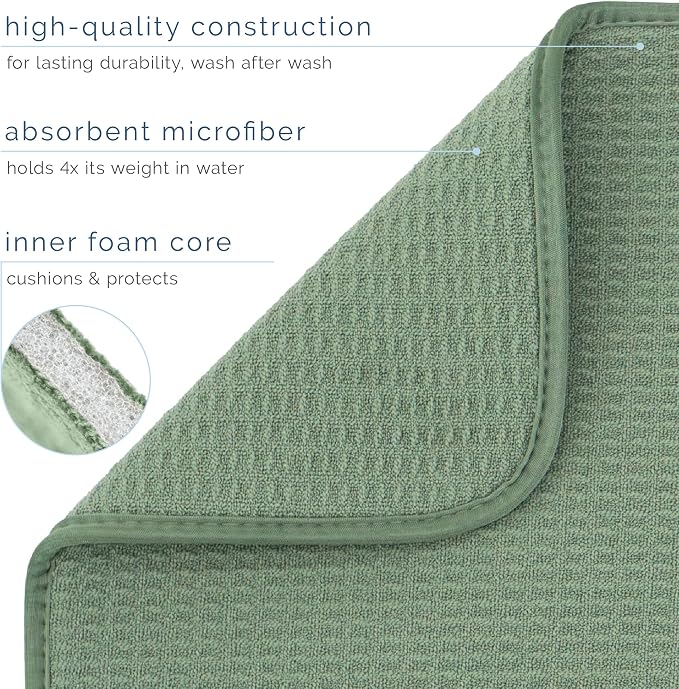 S&T INC. Dish Drying Mat, Sage Green | Absorbent Microfiber, Kitchen Counter Mat - Image 3