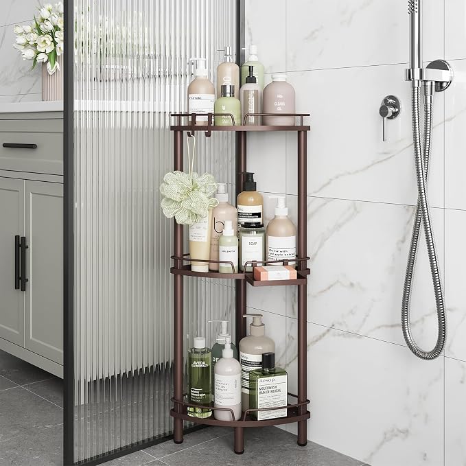 ELYKEN Corner Shower Caddy Standing, 3 Tier Metal Shower Organizer - Image 8