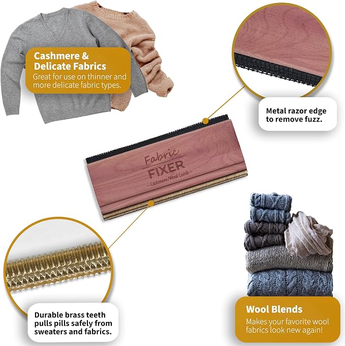 Cashmere and Multi-Fabric Sweater Comb Combo Manual Fabric Defuzzer Wool Lint - Image 6