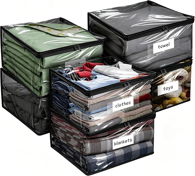 Plastic Storage Bags with Easy-Glide Zipper, Durable Clear Vinyl Zippered by Kikerike