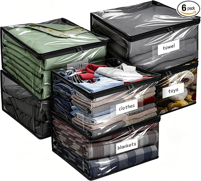 Plastic Storage Bags with Easy-Glide Zipper, Durable Clear Vinyl Zippered by Kikerike