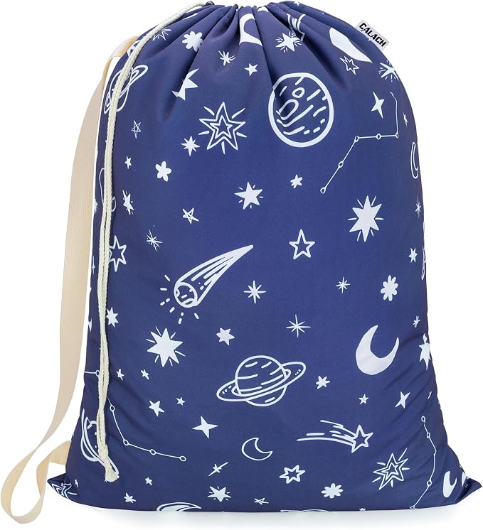 Canvas Laundry Bag with Shoulder Strap, Large Drawstring by CALACH