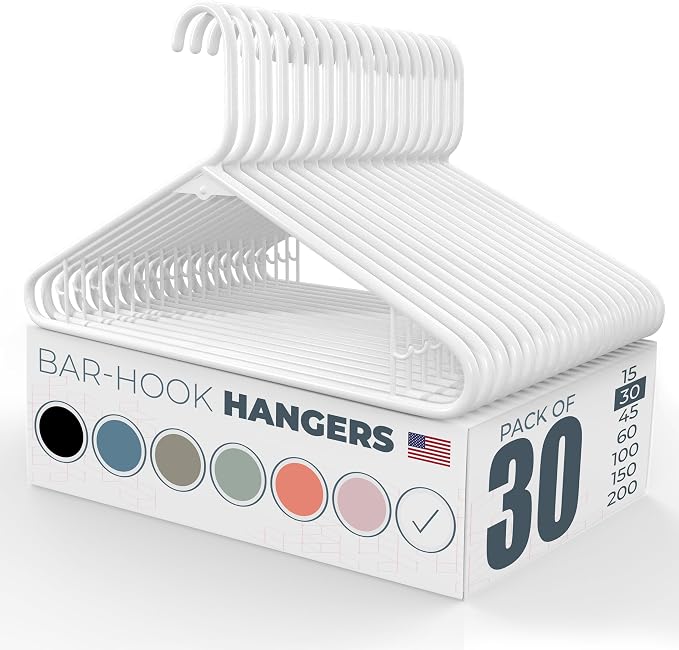 Plastic Hangers 30 Pack – Made in the USA – 6lb Capacity Standard Clothes by NeatiesHangers