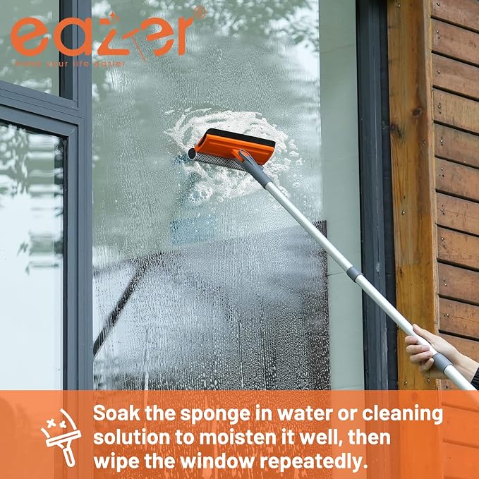 Eazer 46'' Professional Window Cleaner Tool, 2-in-1 Rotatable Squeegee - Image 4