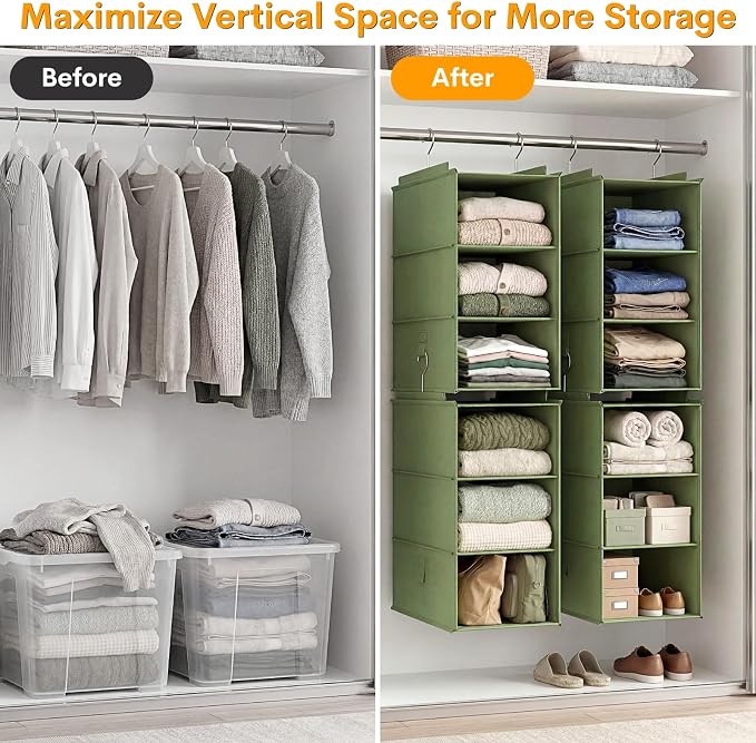 Extra Deep Hanging Closet Organizers and Storage, 2 Pack 3-Shelf | Separable - Image 6