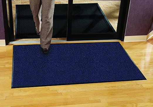 Guardian Platinum Series Indoor Wiper Floor Mat, Rubber with Nylon Carpet, 4'x19', Blue