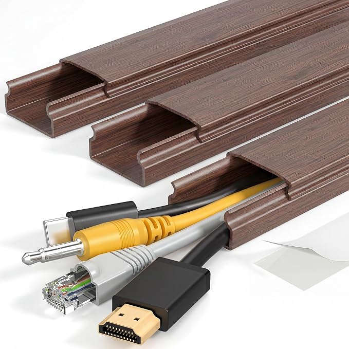 Yecaye TV Cord Hider, 42in Cord Cover Wall Mounted, W1.18in H0.6in, Cherry | by Yecaye