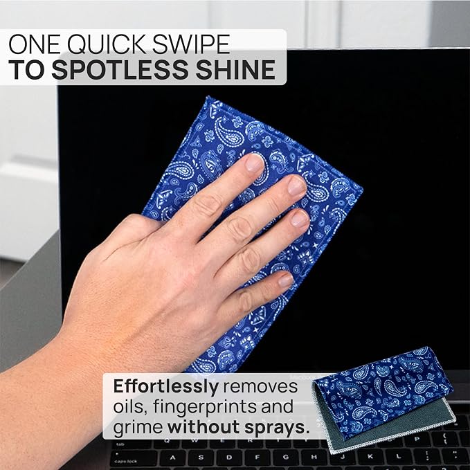 Microfiber Wholesale Quick Cloth Glasses Cleaning Cloths 5x7 Paisley Blue | - Image 2
