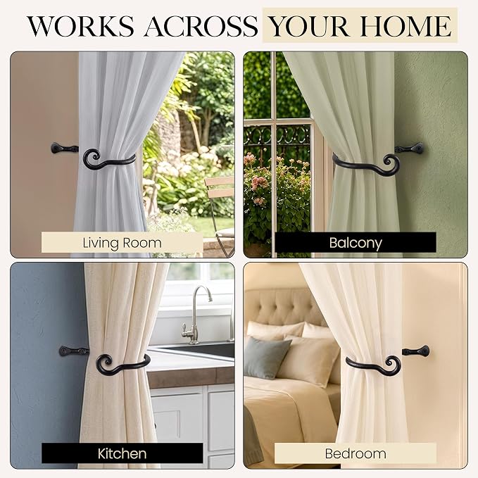 RTZEN Metal Curtain Tiebacks, Drapery Holders - Image 6