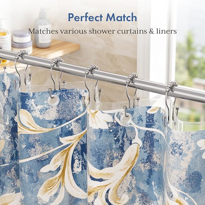 Bathway Shower Curtain Hooks Chrome Shower Curtain Rings - Image 3
