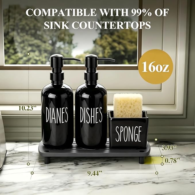 Cisily Black Soap Dispenser Set - Image 2