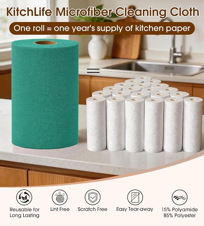 KitchLife Microfiber Cleaning Cloth Roll, 100 Pack - Image 3