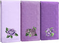 3 Pcs Purple Rose Hand Towels Lavender Purple Bathroom Decor | Embroidered by FuWeave