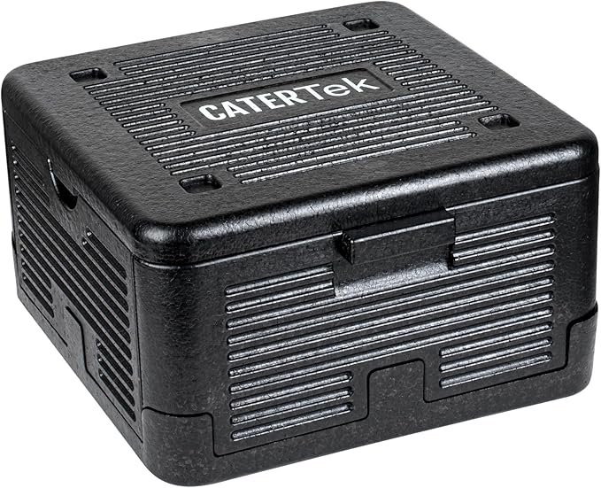 Restaurantware-Cater Tek 14 Quart Catering Hot Box, 1 Top Load Insulated Food Pan Carrier - Holds 1 Full Size 8” Deep Pan, Collapsible, Black EPP Plastic Food Box With Handles, Portable, For Buffet