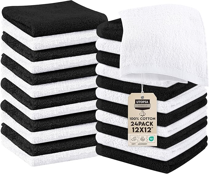 Utopia Towels 24 Pack Washcloths, 12x12 in, 100% Cotton, Variety | Premium 100% by Unknown