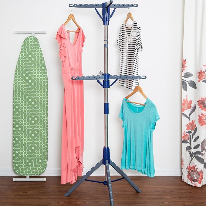 Honey-Can-Do 2-Tier Tripod Clothes Drying Rack, Chrome Steel | 73" tall 2-tier - Image 2