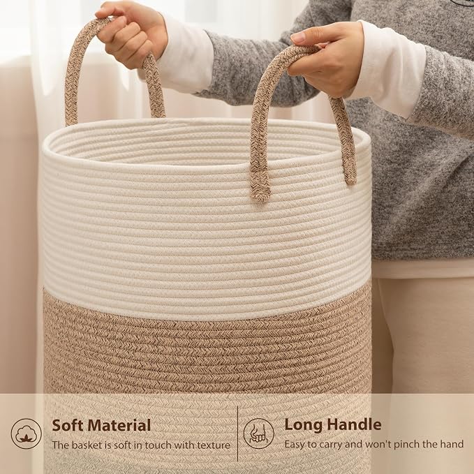 OIAHOMY 60L Nursery Hamper Laundry Basket Laundry Hamper Gradient Brown - Image 9